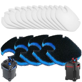 16 Pack Aquarium Canister Filter Pads Compatible with AMOSIJOY and PONDFORSE 172/225/265GPH, Replacement Aquarium Activated Carbon Sponge for Coospider-Repta (12 White Floss and 4 Coarse Filter Pads)