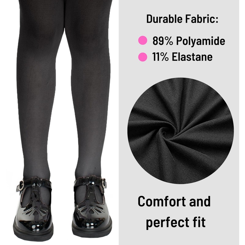 Hi!Mom School Girls' Tights - Soft Strong Footed Ballet Tights,