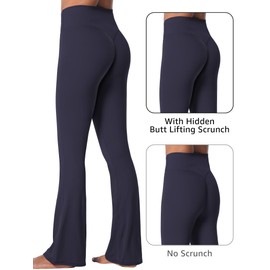 Sunzel Sunzfly Invisible Butt Scrunch Flare Leggings for Women, Mini Flared Yoga Pants with Tummy Control and High Waist 32" Ash Blue Medium