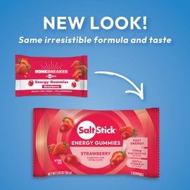 SaltStick Energy Gummies with Electrolytes, Strawberry, Easy to Chew Electrolyte Gummies, Energy Chews that Taste Great. 10 Packs, 80 Gummies