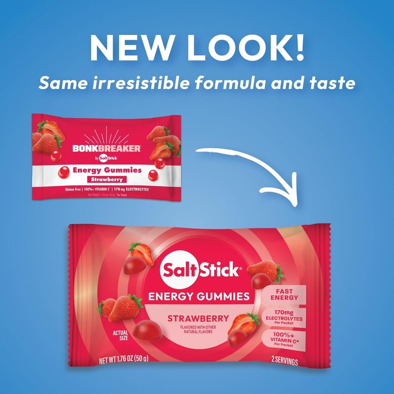 SaltStick Energy Gummies with Electrolytes, Strawberry, Easy to Chew Electrolyte