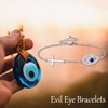 DAYLINLOVE Evil Eye Bracelet 925 Sterling Silver Cross Bracelet Blue