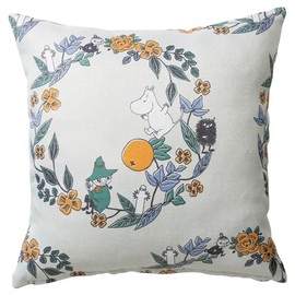 Suminoe A036C Cushion Cover, Light Gray, 17.7 x 17.7 inches (45 x 45 cm), Moomin, Fruit Garden, Washable, Pack of 1