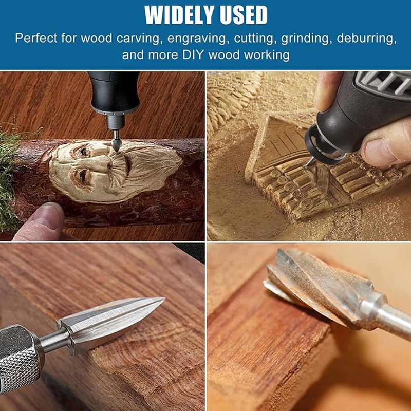 15Pcs Wood Carving Grinder Bits and 5Pcs Engraving Drill Bit