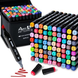 Alcohol Markers Set, 80 Color Dual Tip Art Drawing Markers, Artist Pens with Organizing Case for Adult Drawing Coloring Sketching