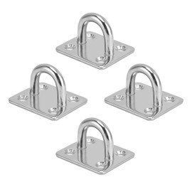 SSHUIKKAI Pack of 4 Stainless Steel Eye Plates, Eye Plate with Eyelet, Wall Eyelets, Strap Ramps, Stainless Steel Cover Plate, for Sun Sail / Wall Mounting, Ceiling Mounting, Wall Hooks, Ceiling Hooks