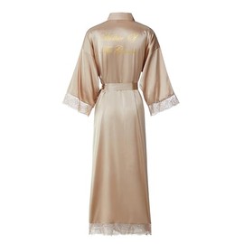 owiter LONG champagne Satin Robe for women Bride and Bridesmaid Dressing robe for Wedding Party……, Rose Gold Mother of the Groom, One Size
