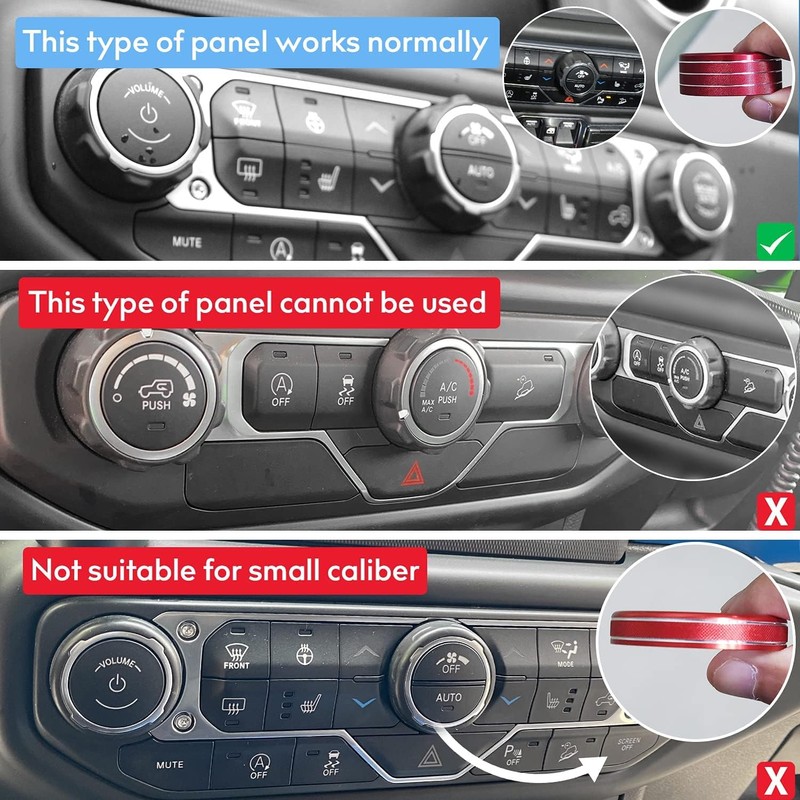 AuTK Aluminum Alloy HVAC Knob & Light Switch Cover Kit