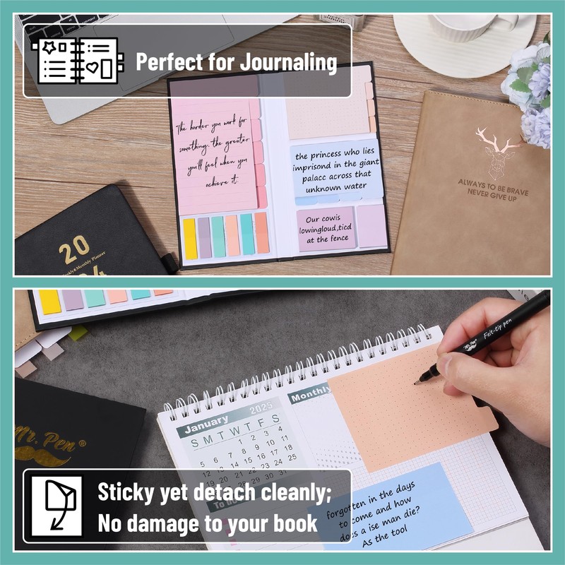 Mr. Pen- Sticky Notes Set, 410 Pack, Pastel Macaron Divider