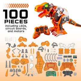 Thames & Kosmos Code+Control Dinosaur Robot REX Robotics & Engineering STEM Kit | Build & Program a Robotic T. Rex | Includes Sensor, Motor, Lights & Sounds | No App Required | Ages 8+