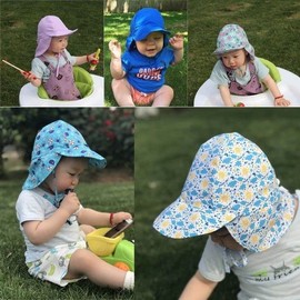 Lazz1on Baby Sun Hat with Neck Protection UV Protection UPF 50+ Boys Girls Summer Breathable Beach Hat for Fishing Travel Swimming Pool Outdoor Trip Hat, c