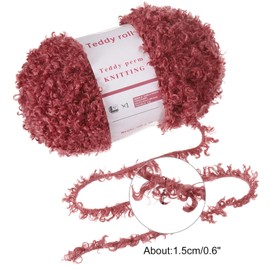MECCANIXITY Fur Yarn Soft Fluffy Chunky Yarn Fuzzy Eyelash Yarn Red for Crocheting Knit Clothes Bag - 55Yard/50m, 3.45ozx1