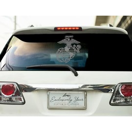 10.5x11.5 Large Silver United States Marine Corps Eagle Globe and Anchor Vinyl Decal