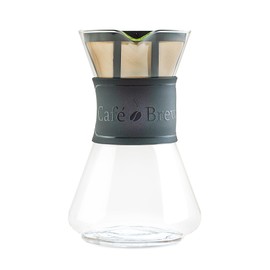 CAFE BREW COLLECTION Pour Over Coffee Maker with Permanent Filter, 1.2 Liter, 40 Ounce, Black Band