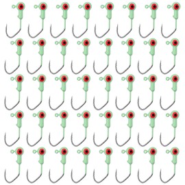 Gosknor 40pcs Glow in The Dark Crappie Jig Heads, Night Fishing Jigs Head Hooks Lure with 3D Eyes 1/16oz Swimbait Jig Heads for Crappie Bass Trout, Ideal Fishing Accessories & Gifts for Men
