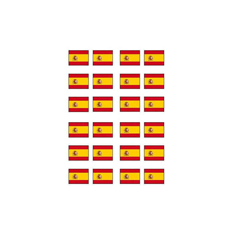 24 Spanish Flag Wafer Cupcake Toppers, Spain Edible Premium Thickness