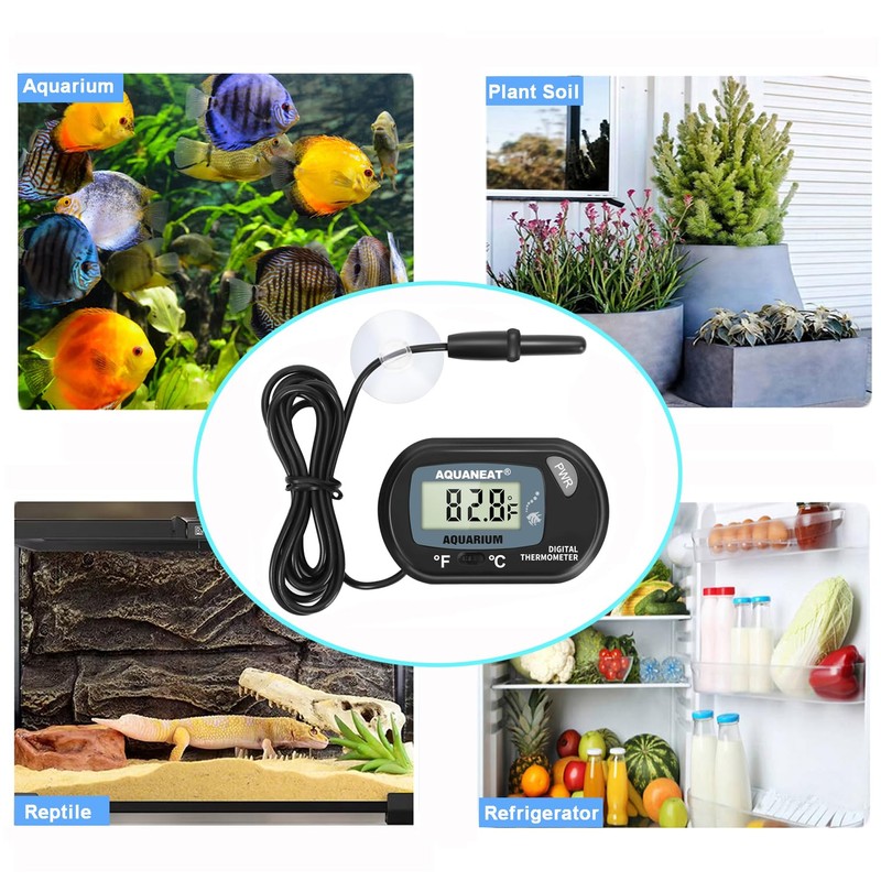 AQUANEAT 2 Pack Aquarium Thermometer, Fish Tank Thermometer, Digital Temperature