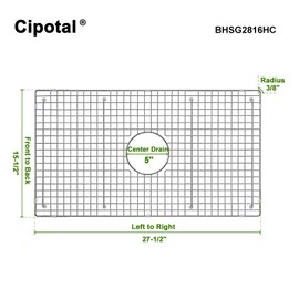 CIPOTAL 27.5 in. x 15.5 in. Centre Drain Sink Protector with Supersoft Silicone Feet in 304 Grade Stainless Steel