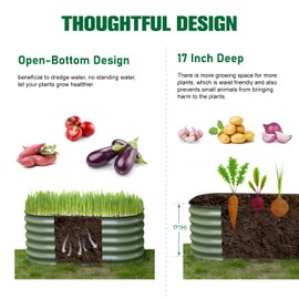 MFSTUDIO Galvanized Raised Garden Bed Kit Outdoor Planter Raised Beds Oval 17" Tall Metal Planter Box for Vegetables Flower Herbs, 3.5x2x1.4FT