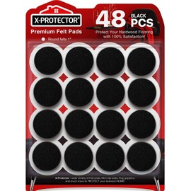 Felt Furniture Pads X-Protector - 48 PCS 1" - Premium Felt Pads Floor Protectors - Furniture Feet Wood Floors Protectors - Prevent Scratches, Annoying Noise & Protect Your Hard Surfaces! (Black)