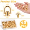 40 Pieces D Rings Rivets for Leather Purse, Gold Ball