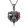 DAYLINLOVE Skeleton Rib Necklace 925 Sterling Silver Goth Cross Pendant