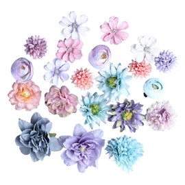 21 Pieces Flower Hair Clips Barrettes Boho Bride Claw Clip, Elegant Designs Boho Wedding Beach Party Hair Accessories, Artificial Flower Hairpin Clip (Blue and Purple)