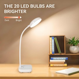 Small desk lamps for small spaces,Rechargeable desk lamp battery powered,3 light colors,Warm,Eye protection light,10 Adjustable brightness,400 lumens,Gooseneck hose,Desk lamps for home office,Bedroom