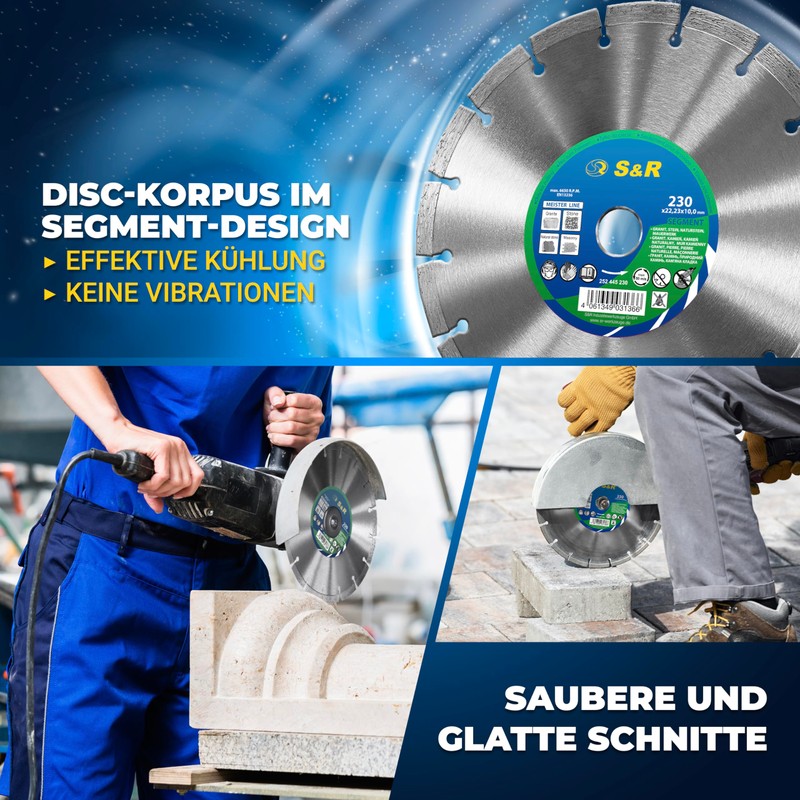 S&R Diamond Cutting Disc, 125 mm / 230 mm, Laser-Welded,