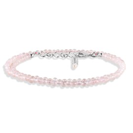 InfinityGemsArt Natural Rose Quartz Gemstone Full Beads Dainty Choker Necklace Jewelry Gift for Women, Birthstone, Energy Healing Crystals, Rhodium Plated 925 Sterling Silver 18 inch