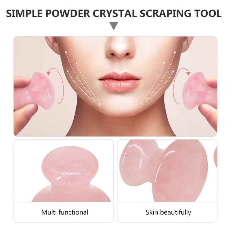 Uonlytech 2Pcs Tool Rose Quartz Mushroom Face Massager Health Jade
