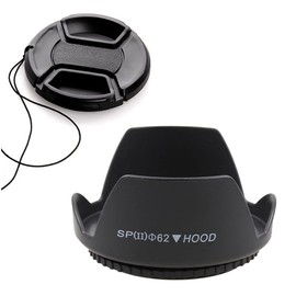 62mm Tulip Flower Lens Hood & Lens Cap Compatible for Nikon AF-S Nikkor 60mmf/2.8G ED Lens (1+1Pack)