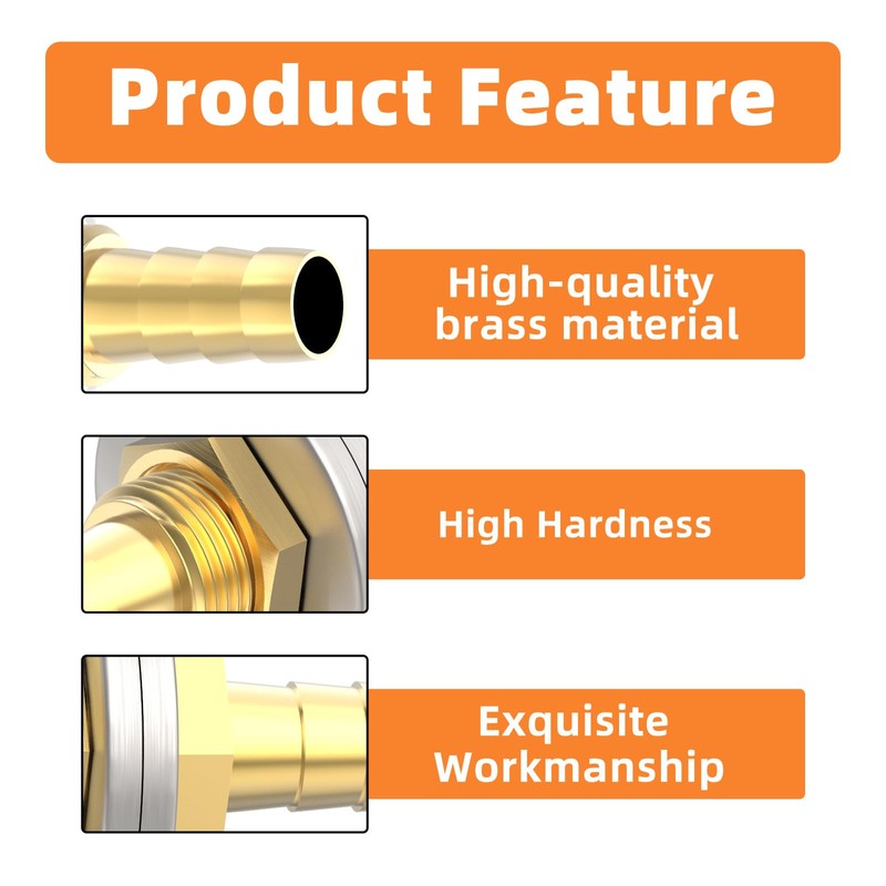 GASHER 10 Stück Messing Schlauch Barb Thru-Bulk Bulk Fitting 16mm"