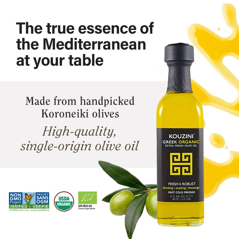 Kouzini Greek Organic 60ml 6 pack Premium Extra Virgin Olive