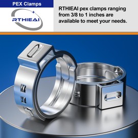 100 PCS 1/2 Inch PEX Cinch Clamp Rings, 304 Stainless Steel Single Ear Hose Clamps for Plumbing and Pipe Fitting Connections, PEX tubing Pipe Fitting by RTHIEAI