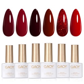GAOY Burgundy Red Gel Nail Polish Set 6 Colors Including Dark Cherry Wine Red Gel Polish Kit U V LED Soak Off Home DIY Manicure Nail Salon Varnish