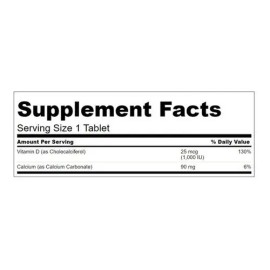 21st Century Vitamina D3 Premium 25 Mcg 1,000iu 300 Tabletas Sin Sabor