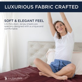 U.S. Polo Assn. Soft Jersey Knit Bed Sheet Set, Cotton-Rich, All-Season Comfort, Hotel Quality