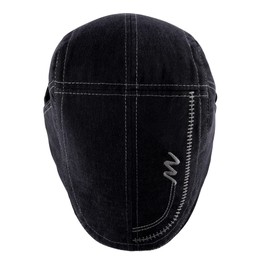 Newsboy Hats for Men Cotton Irish Flat Cap Fitted Ivy Hat Retro 1920s Gatsby Hat Mens Beret Cap Hunting Hat Black