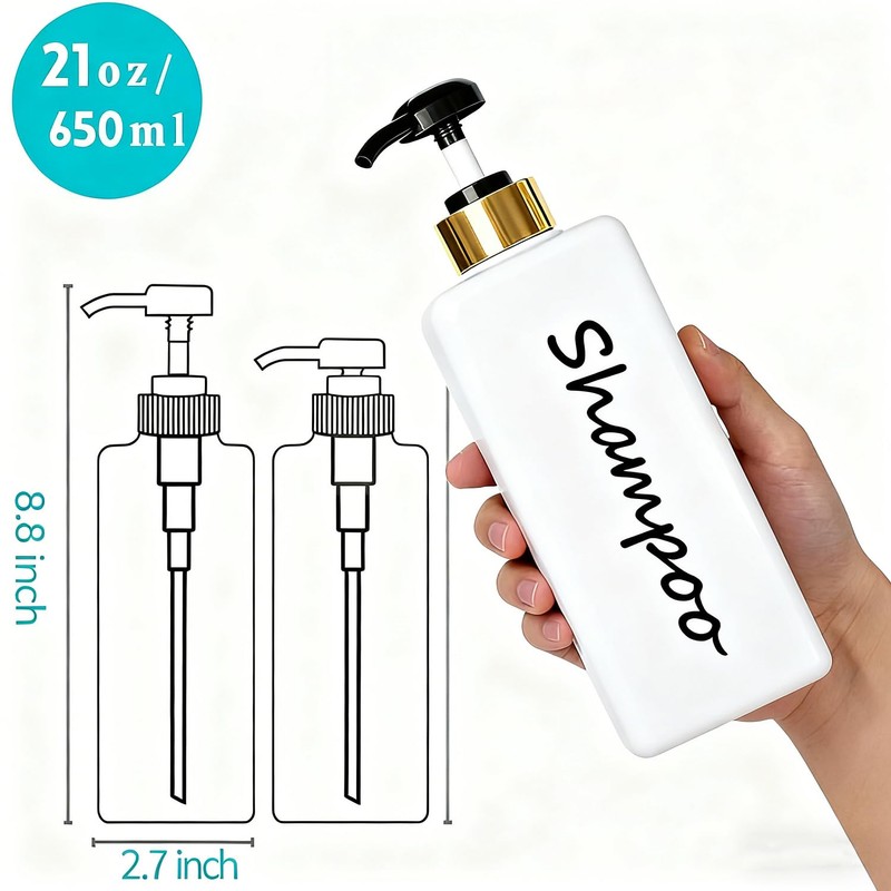 21oz Shampoo and Conditioner Dispenser (Set of 3) Modern Refillable