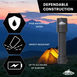 Cascade Mountain Tech 1000-Lumen IPX8 Waterproof LED Flashlight with 3 Light Modes for Outdoor and Emergency Use - 3 Pack