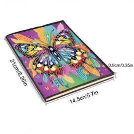 JISHSHAY 2 Pcs A5 Diamond Painting Notebook Butterfly Diamond Art Sketch Book Special Shaped Rhinestone Leather Notebook Diamond Painting Kits Sketchbook Drawing Pad Sketch Pad for Adults