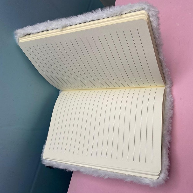 NUOBESTY Plush Notebook, Faux Fur Notebook for Kids, Panda Pattern