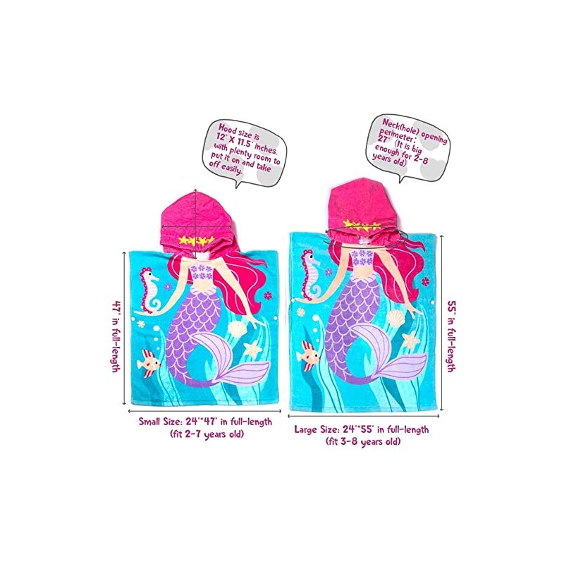 Toalla de playa con capucha para niños pequeños, 100 %