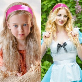 JOYRUBY JOYRUBY Satin Slik Headband 1.5 Inch Hot Pink Non Slip Wide Headbands for Women, Fashion Plain Head Band Christmas Hair Band Gifts DIY Holiday Hair Accessories for Women Girls