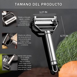 MBLNBVN 2PCS Pelador de Verduras y Papas de Acero Inoxidable Premium, Rallador de verduras 3 en 1 con cuchillas de doble cara, pela papas adecuado para la cocina casera