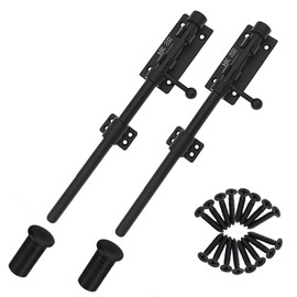 Slide Bolt Gate Latch Thickened Heavy Duty Door Latch Lock 304 Stainless Steel Barrel Bolt Lock Black Solid Gate Lock Door Latches Hardware with Screws and Dust Canister