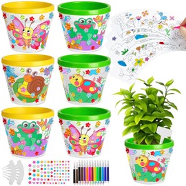 Cinrobiye 12 Set Paintable Garden Planter Set, Small Flower Pots with Plant Labels for Gardening Projects, Decorative Planting Activities and Spring Displays