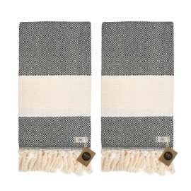 Turkish Hand Towel Set of 2 - Beige Hand Towels for Kitchen and Bathroom - 50x100cm, 20x40 Inches Prewashed Absorbent Peshtemal Decorative Towel for Face, Hand, Hair, Yoga, Gym, Dishcloth, Tea Towel