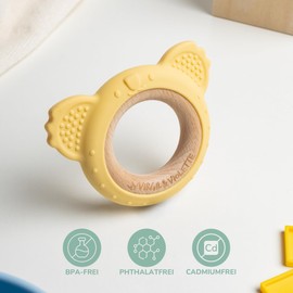 Virgil & Violette – Baby Beißring Koala, BPA-freier Silikon- und Holzring, Zahnungsspielzeug ab 0 Monaten, Zahnfleischmassagegerät mit rauen Texturen, Geschenk für Neugeborene